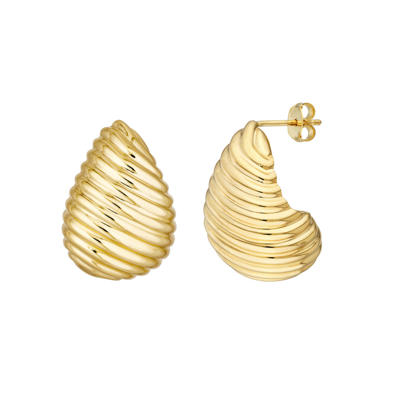 Teardrop graduated swirl earrings in silver by My Store, featuring elegant curves and a polished finish.