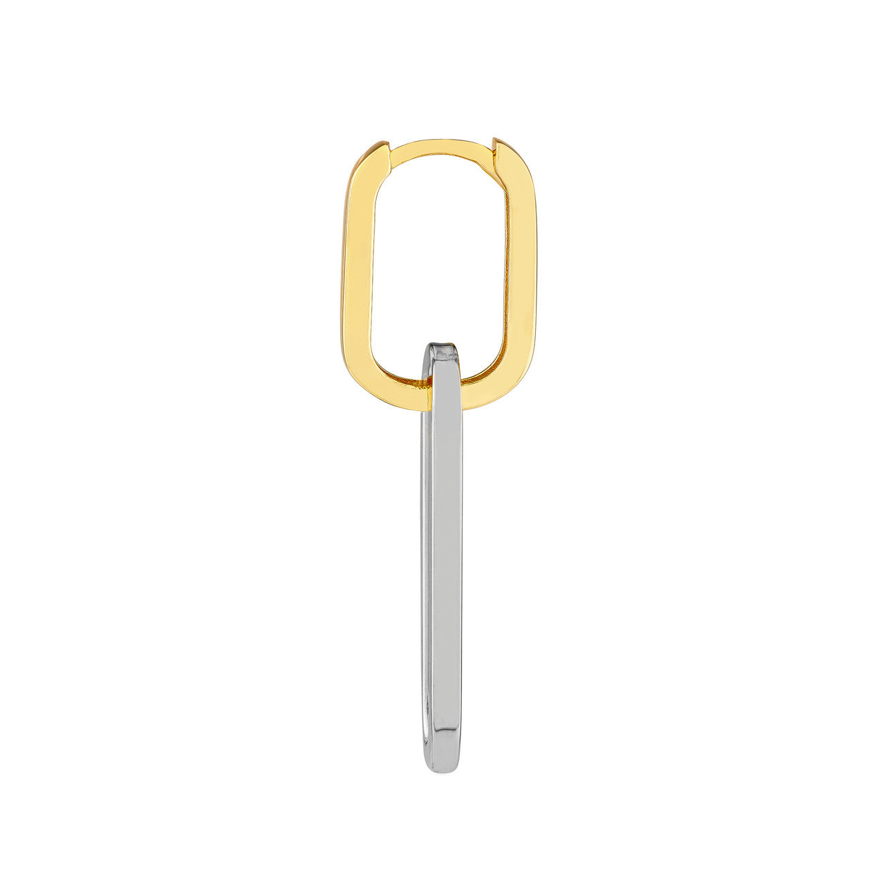 Two-tone paperclip hoop earrings featuring a sleek, modern design and lightweight metal for everyday wear.